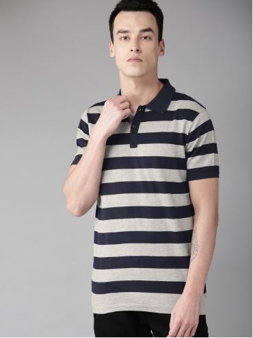 65% Off on Men Striped T-shirt- Myntra